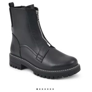 Front Zipper Black Combat Boots